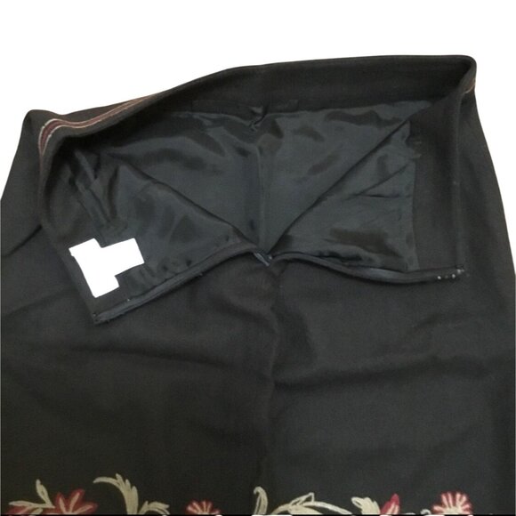 Ann Taylor Loft Petites Brown Floral Embroidered Wool Rayon Blend Skirt 2P - Picture 5 of 7